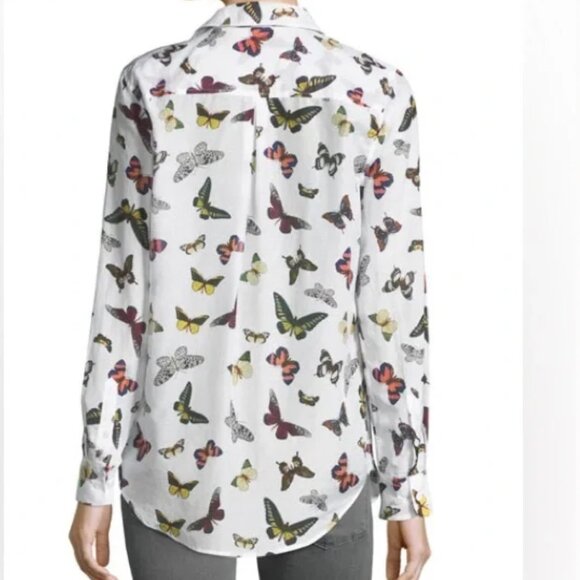 Equipment Butterfly Print Button Down Silk Shirt - Picture 2 of 11